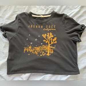 Recycle Threads Joshua Tree Graphic Crop Top - Black and Gold